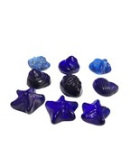 Lot of 9 Blue Glass Assorted Seashells - 7 Cobalt, 2 Lighter Blue - Beac... - £13.29 GBP