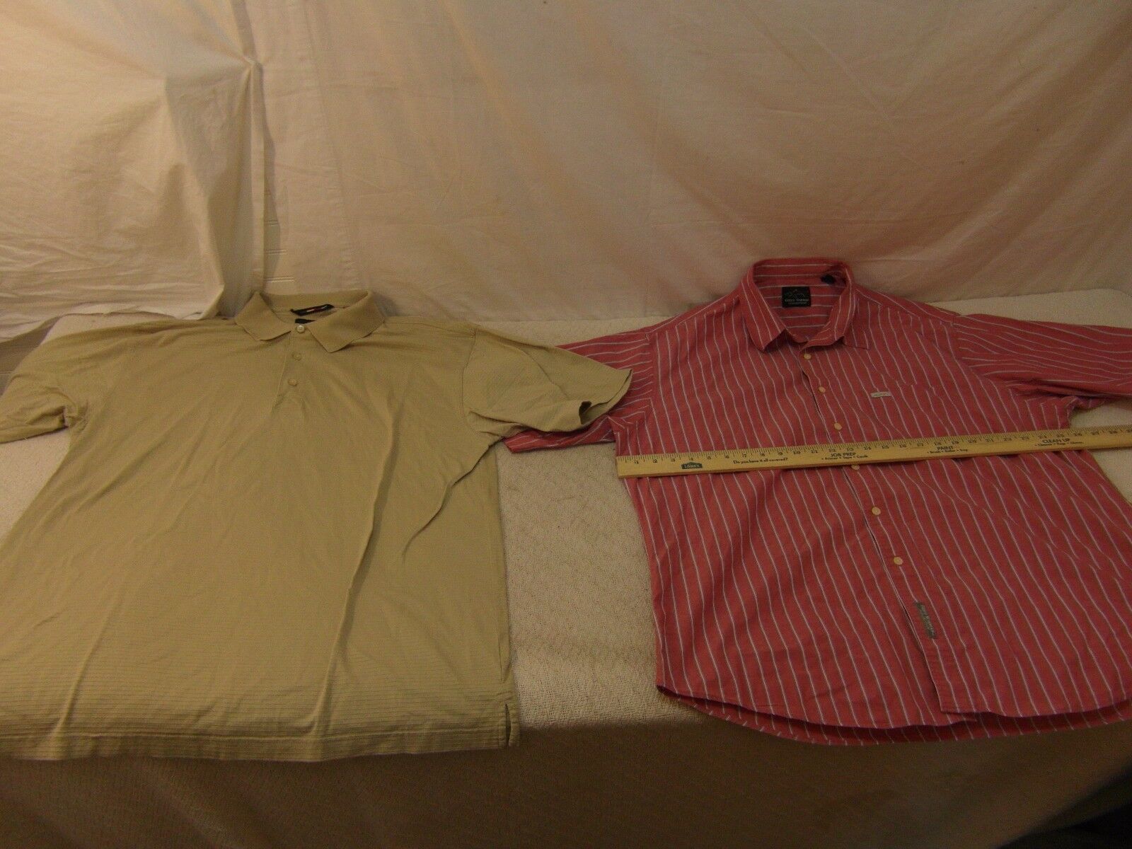 Primary image for Mens Greg Norman Beige XL 3 Button Polo & Greg Norman Red White Striped Shirt