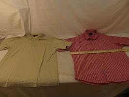 Mens Greg Norman Beige XL 3 Button Polo &amp; Greg Norman Red White Striped ... - $30.61