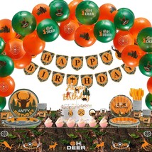 165 Pcs Hunting Birthday Party Decorations Banner Cake Decors Deer Ballo... - £34.60 GBP