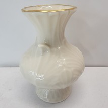 Lenox China Smal Elfin Bud Vase Leaf Pattern 24K Gold Trim 4.5&quot; tall - £9.61 GBP