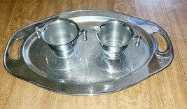 Silver Plated Tray And Sugar &amp; Creamer Set Vintage 17 inch. - $636.12 MXN