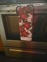 Hanging Kitchen Dish Towel with Pot Holder Top - &quot;Poinsettia&quot; - £5.49 GBP