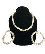 Premier Designs Audrey Pearl Necklace &amp; 2 Bracelets Trio Jewelry Set Cla... - £53.49 GBP