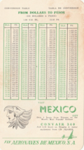 VINTAGE CONVERSIONS TABLE CHART MEXICO FROM DOLLARS TO PESOS - $6.61