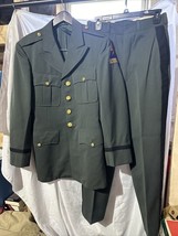 VTG US Army Officer Green Class A Uniform Coat And Pants NAMED Armored 1957 - $79.19
