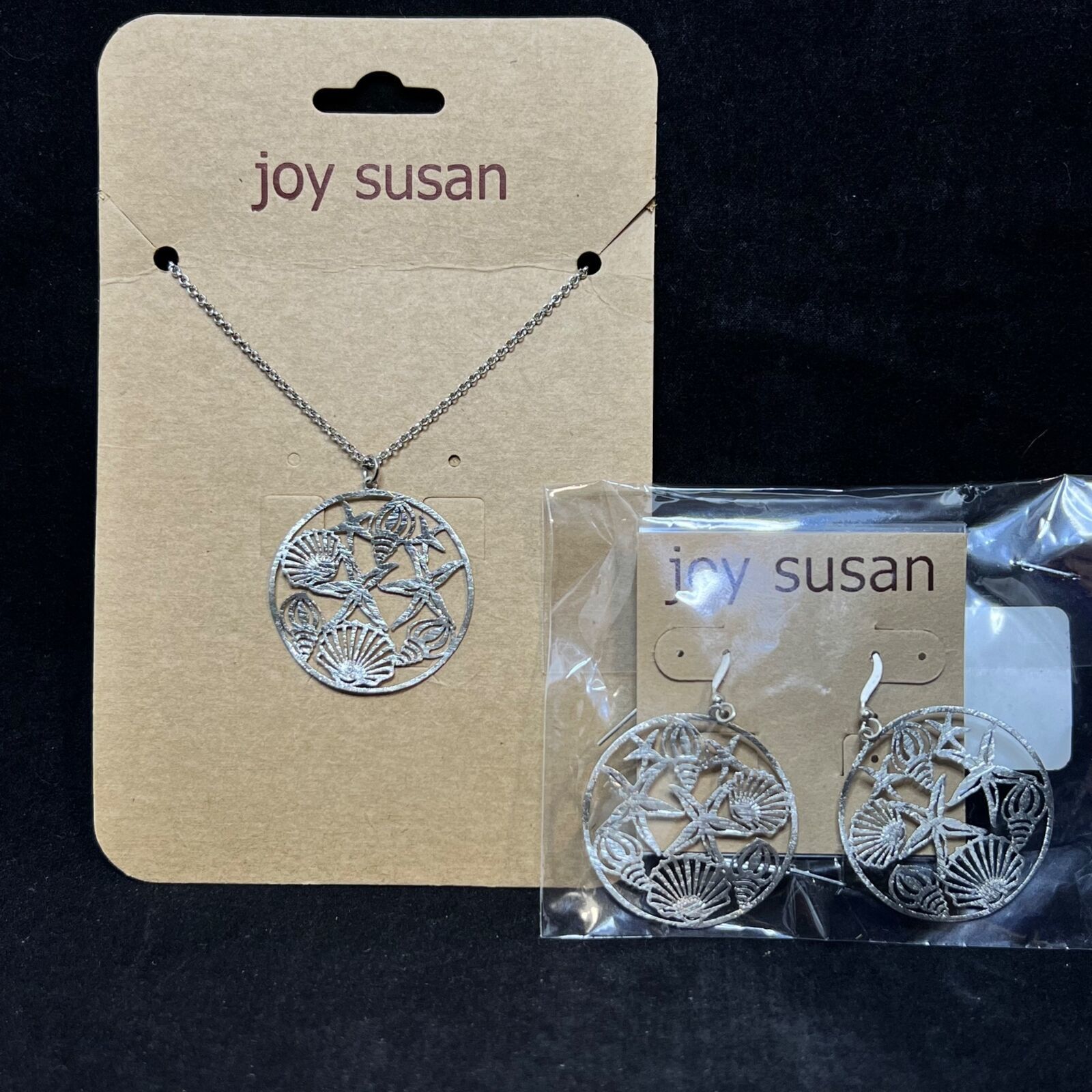 New Joy Susan Silver Tone Cable Chain Beach Necklace & Pierced Earring Set (3677 - $30.00