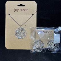 New Joy Susan Silver Tone Cable Chain Beach Necklace &amp; Pierced Earring Set (3677 - £23.72 GBP