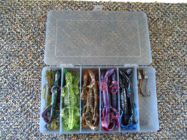 40 Piece Plastic Lizard Bass Fishing Kit In Plastic Case  &quot; GREAT MIXED ... - $28.97