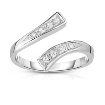 Simulated Diamond 14K White Gold Plated Adjustable Bypass Toe/Midi Ring - $19.70