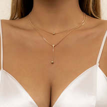 18K Gold-Plated Bead Drop Lariat Necklace Set - $15.99