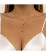 18K Gold-Plated Bead Drop Lariat Necklace Set - $15.99