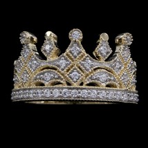14K Gelbgold Versilbert LC Moissanit Prinzessin Krone Verlobungsring - £140.67 GBP