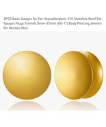 Twolobes Basic Ear Gauge Plugs Gold Colored Stainless Steel - $16.20 CAD