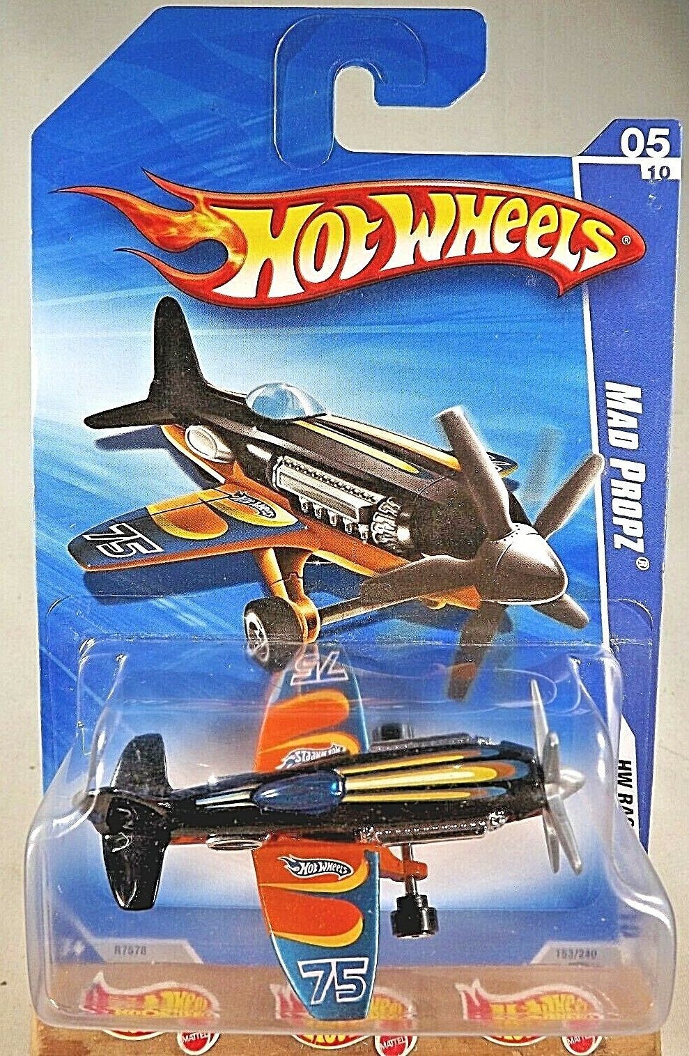 2010 Hot Wheels #153 HW Racing 5/10 MAD PROPZ Black-Orange Variant w/MW 5 Sp