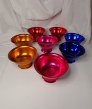 Vintage Anodized Aluminium Desert / Ice Cream Sundae Bowls 8 Bright Colors - £31.63 GBP