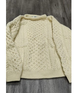 John Molloy Fisherman Cable Knit Sweater Unisex Cream Wool Pullover XL C... - $55.00