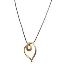 Vintage Gold Tone Spiral Curved Heart Pendant Necklace Womens Costume Je... - $24.26
