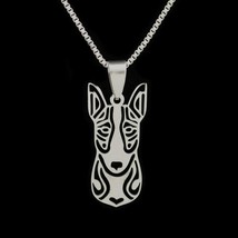 BULL TERRIER NECKLACE 16&quot; Box Chain Stainless Steel Pendant NEW Spuds Do... - $91.51 MXN