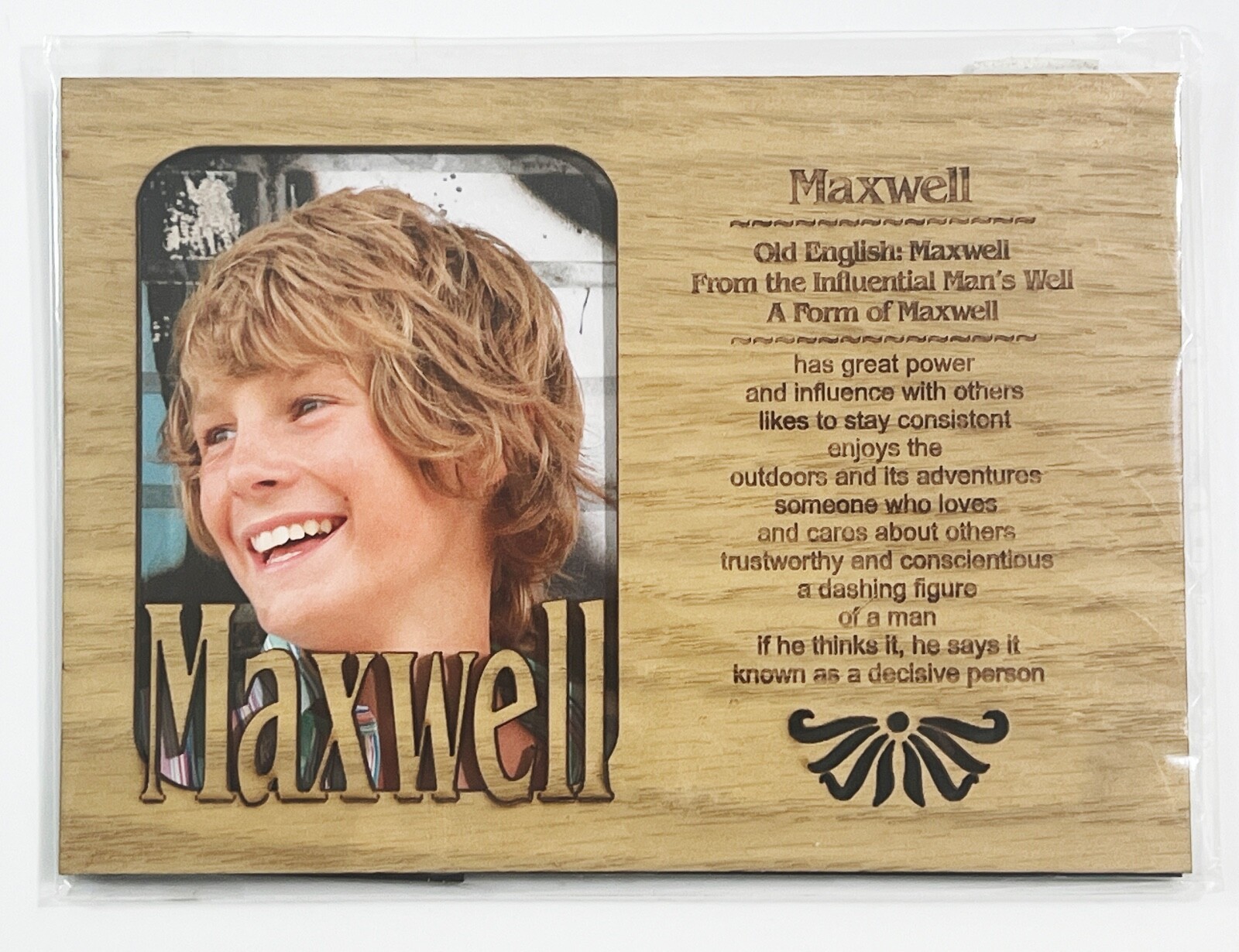 MAXWELL Personalized Name Profile Laser Engraved Wood Picture Frame Magnet - $9.90