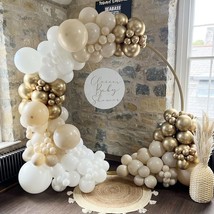 White And Gold Balloon Arch Kit-162Pcs Neutral White Sand Balloons For Wedding C - $23.99