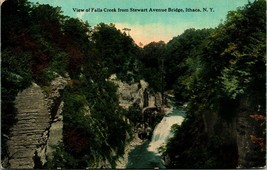 View of Falls Creek From Stewart Ave Bridge Ithaca New York NY DB Postcard E7 - £3.06 GBP