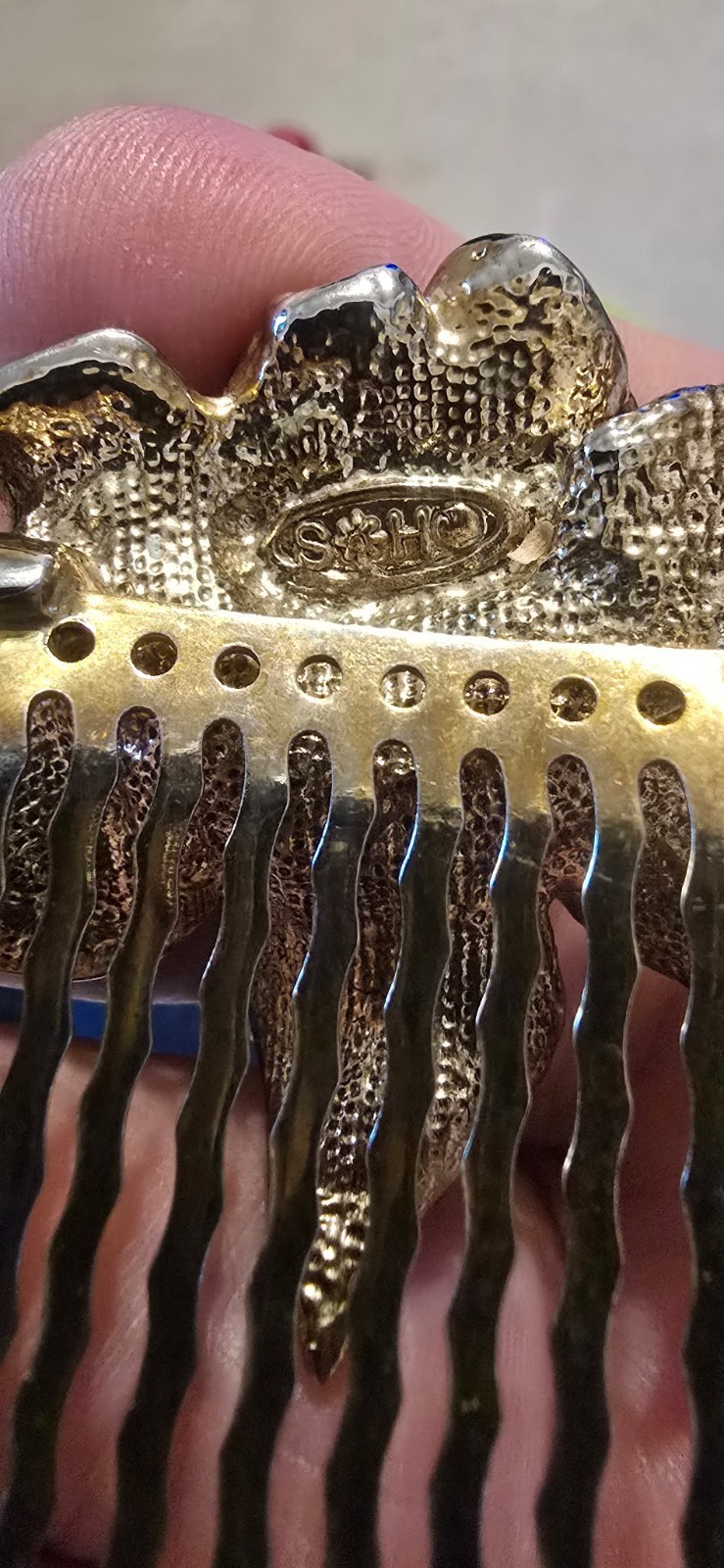 Soho Style Floyster Gold Tone Rhinestone Hair Comb 2 X 2.6" READ Item image 8