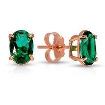 Galaxy Gold GG 14K Solid Rose Gold Stud Earrings with Lab. Grown Emerald... - £193.27 GBP+