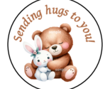 30 SENDING HUGS TO YOU ENVELOPE SEALS STICKERS LABELS TAGS 1.5&quot; ROUND TE... - $7.49