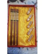 3 Pair Of Wooden Chopsticks With 5 Wooden Chopsticks Rests In Box - €5,09 EUR
