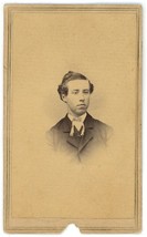 CIRCA 1860&#39;S CDV Handsome Young Man Suit &amp; Bow Tie Ackerman Poughkeepsie, N.Y. - £7.44 GBP