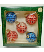 Krebs Lauscha Vintage Christmas Ornament Set Of 5 Germany Faceted Handblown - £7.59 GBP