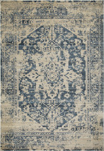 8' Ivory and Blue Oriental Distressed Round Rug - $4,701.95 MXN