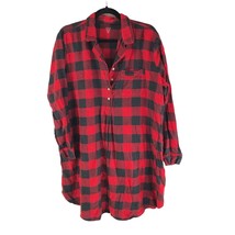 Love by GAP Maternity Flannel Sleep Shirt Button Buffalo Plaid Pocket Red XL - £11.58 GBP