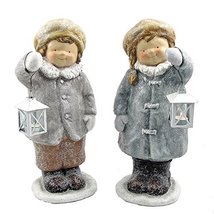 Zaer Ltd. Boy &amp; Girl with Lanterns Christmas Figurines Tushkas Collection - £94.80 GBP