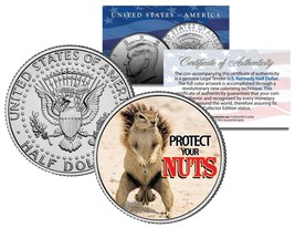 SQUIRREL POKER COIN Guard Card Cover PROTECT NUTS Colorized JFK Half Dol... - $12.95