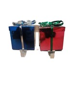 Christmas Stocking Holders, Set of 2 Blue And Red Metal Box Stocking Hanger - $27.44 CAD