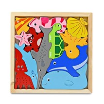 Under the Sea Multicolor Puzzle Wooden Toy Set - £10.84 GBP