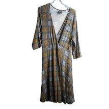 Torrid Sz 1 Outlander Tartan Plaid Faux Wrap Dress Green Grey Rayon Blend - $819.74 MXN