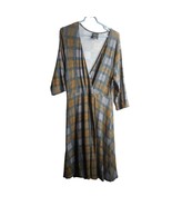 Torrid Sz 1 Outlander Tartan Plaid Faux Wrap Dress Green Grey Rayon Blend - $43.99