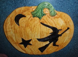 Made in Italy 9411 Halloween Pumpkin Witch Star Moon Hanging Trivet Plate GIFT! - £48.84 GBP