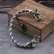 Viking Armring Oathring Bracelet Bangle Odin Fenrir Wolf Head Wristband Armband - £20.77 GBP