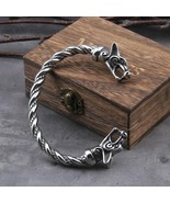 Viking Armring Oathring Bracelet Bangle Odin Fenrir Wolf Head Wristband ... - $35.54 CAD