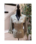 Rafaella Utility Safari Jacket Large Khaki Green Zip Front 4 Pocket Roll... - €38,21 EUR