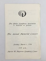 1998 Morton H. Meyerson Symphony Center The Annual Memorial Concert - £11.23 GBP