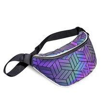 Fashion Luminous Geometric Roll Top Ergonomic Backpack Woman Mochila Escolar Hol - £78.54 GBP