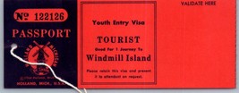 De Zwaan Windmill Island Dutch Windmill Holland Michigan Ticket 1969 - £11.66 GBP