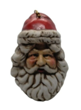 Vintage Santa Claus Head Porcelain Christmas Tree Ornament 3 in Hanging - £16.24 GBP