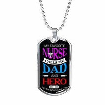 Express Your Love Gifts Nurse Dad Nurse Necklace Engraved 18k Gold Dog Tag w 24&quot; - £55.69 GBP