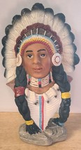 Indian Chief Native American Feather Headdress Western Figurine Statue - £21.54 GBP